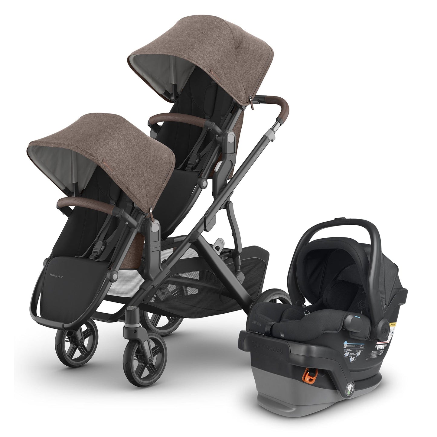 UPPAbaby Vista V3 Double Stroller with RumbleSeat V3 + Mesa V2 Travel System Bundle - Owen / Jake - DBL-V3-TRVL-MESA-V2-0303-VSO-NA-OWN