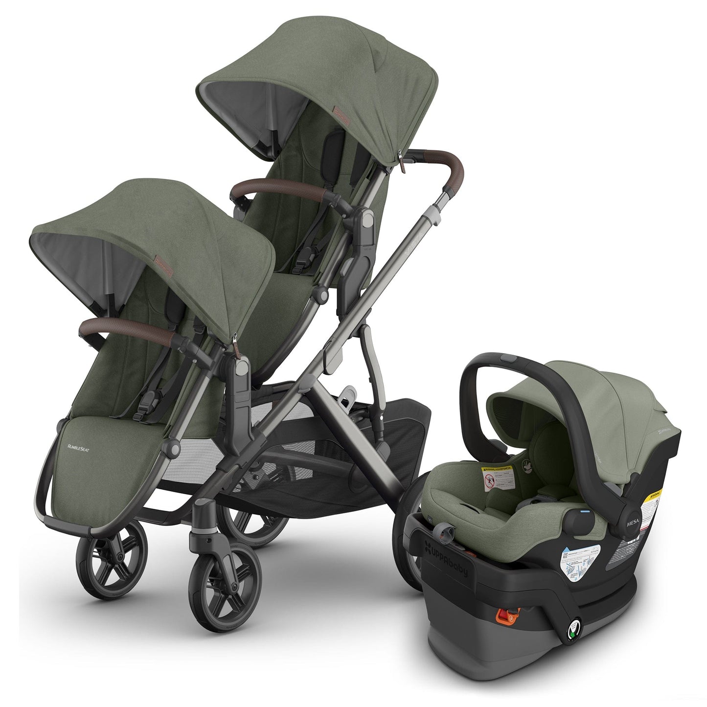 UPPAbaby Vista V3 Double Stroller with RumbleSeat V3 + Mesa V3 Travel System Bundle - Evelyn / Evelyn - DBL-V3-TRVL-MESA-V3-0303-VSO-NA-EVE