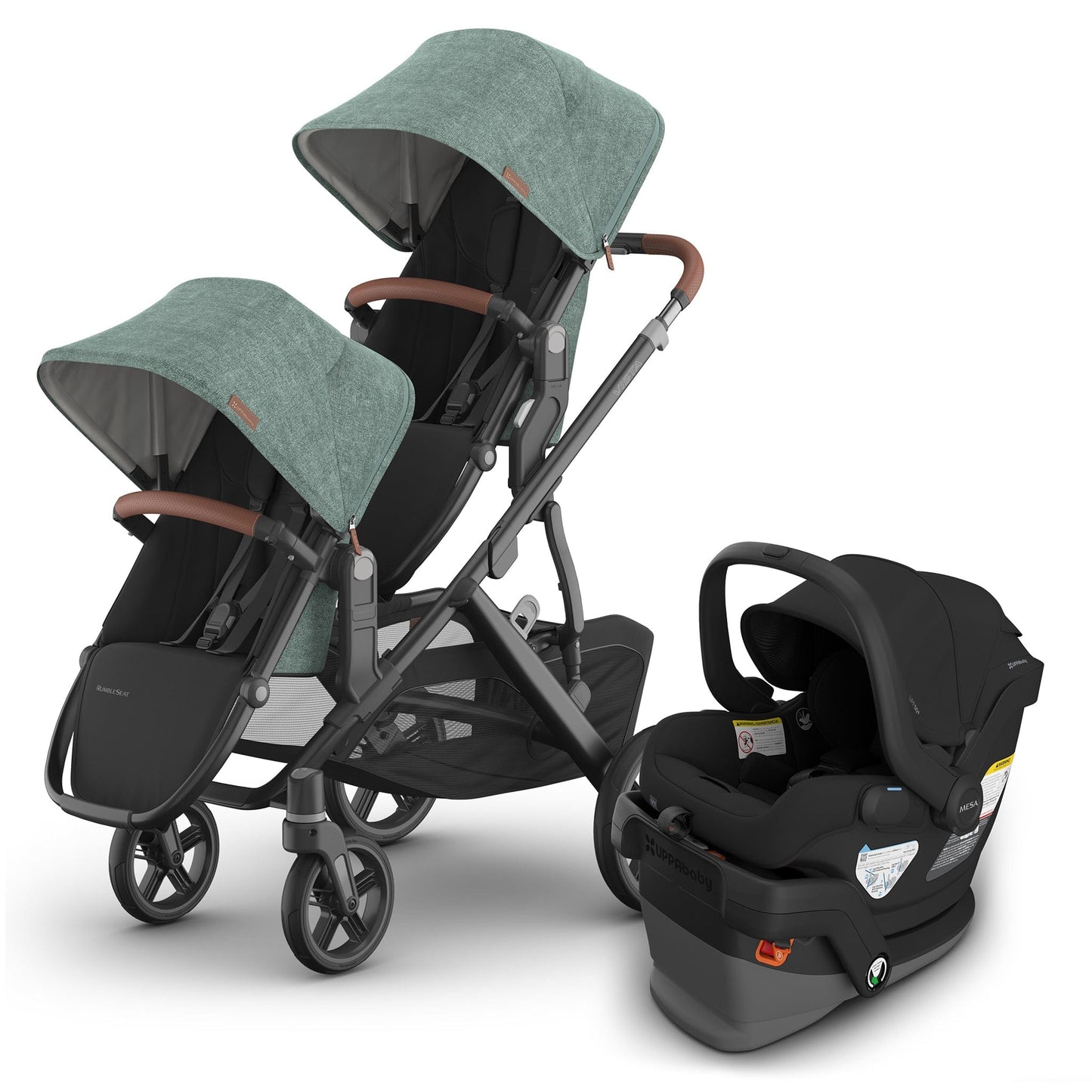 UPPAbaby Vista V3 Double Stroller with RumbleSeat V3 + Mesa V3 Travel System Bundle - Gwen / Jake - DBL-V3-TRVL-MESA-V3-0303-VSO-NA-GWN