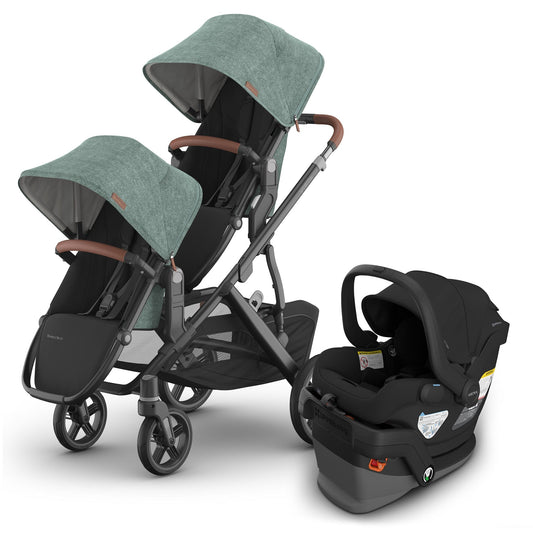 UPPAbaby Vista V3 Double Stroller with RumbleSeat V3 + Mesa V3 Travel System Bundle - Gwen / Jake - DBL-V3-TRVL-MESA-V3-0303-VSO-NA-GWN