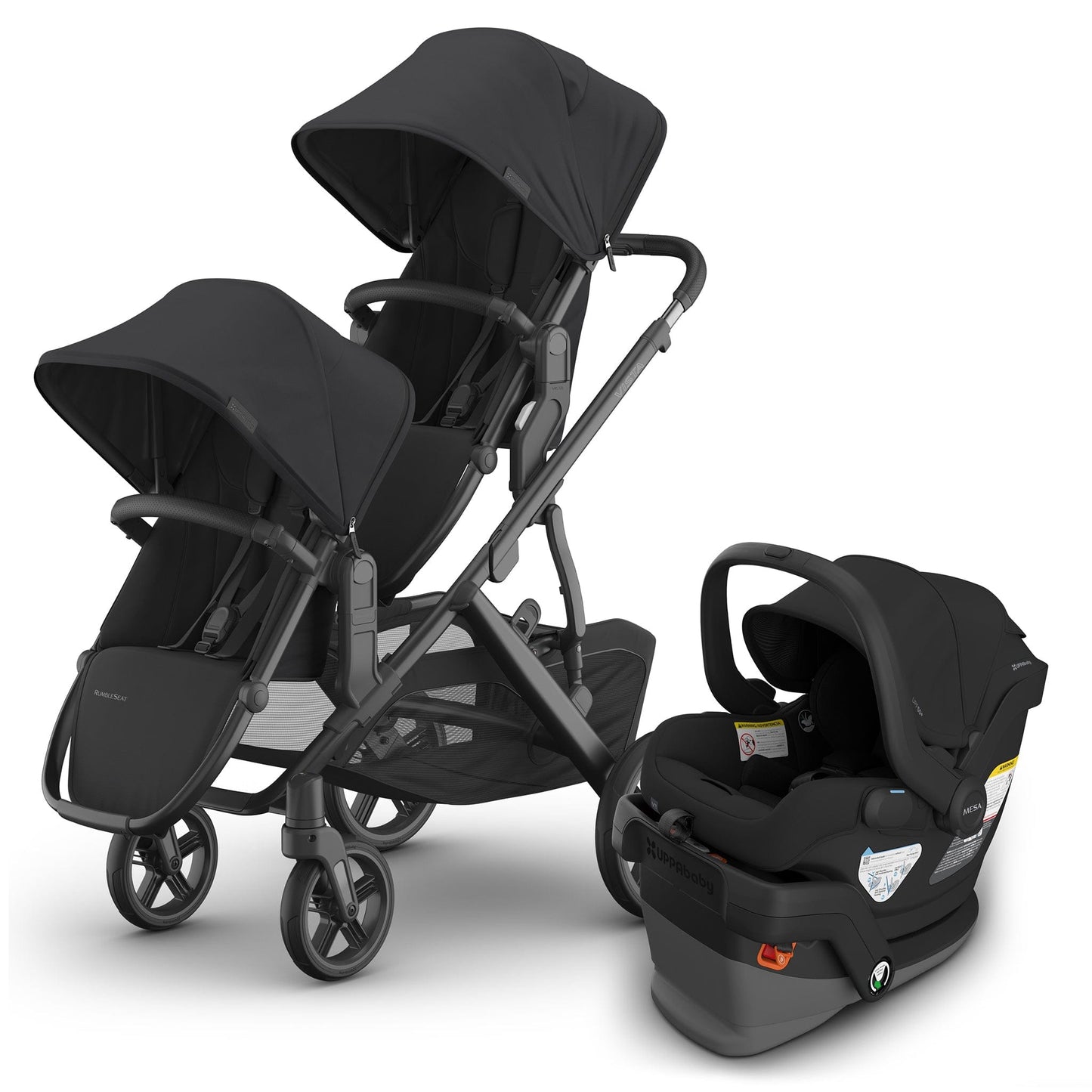 UPPAbaby Vista V3 Double Stroller with RumbleSeat V3 + Mesa V3 Travel System Bundle - Jake / Jake - DBL-V3-TRVL-MESA-V3-0303-VSO-NA-JKE