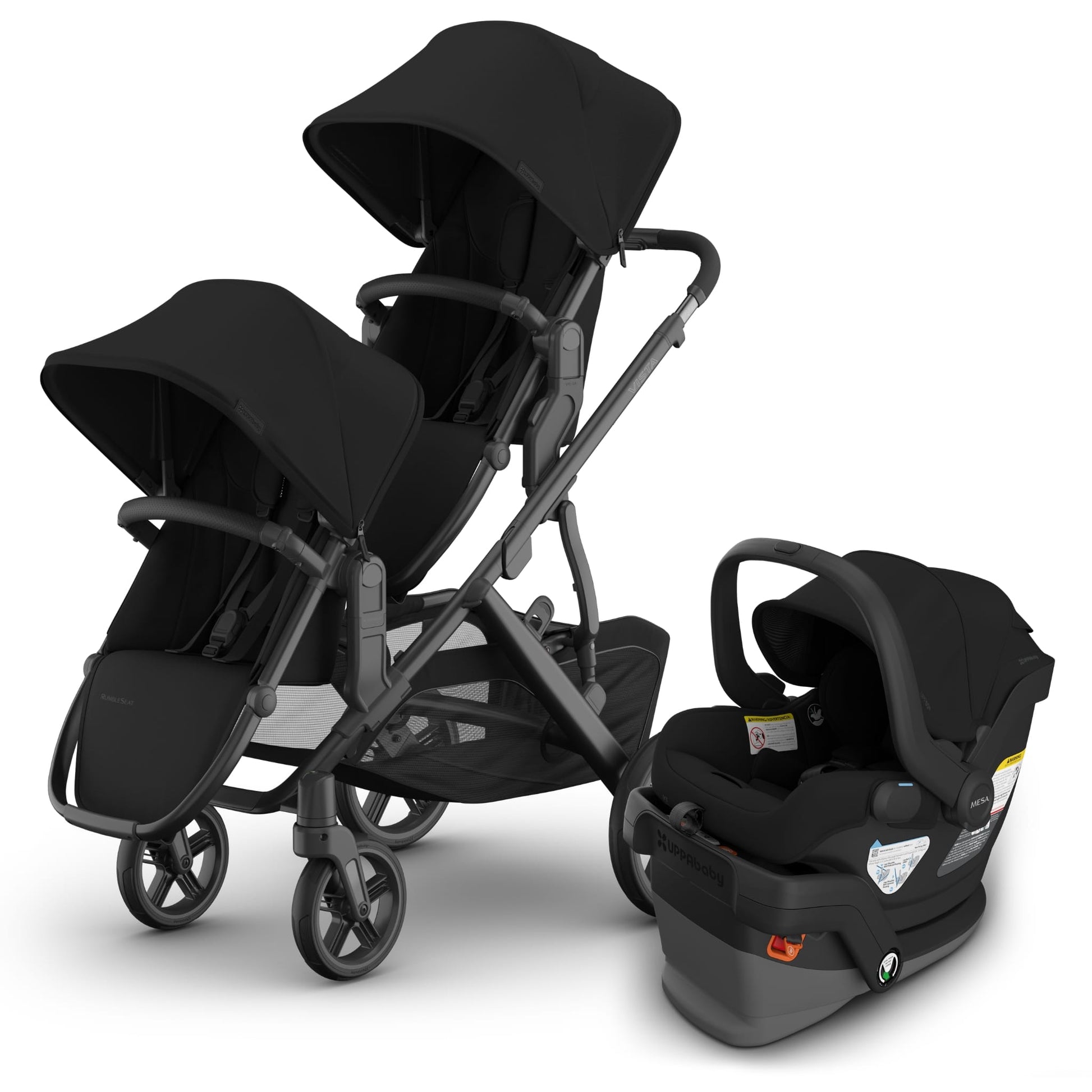 UPPAbaby Vista V3 Double Stroller with RumbleSeat V3 + Mesa V3 Travel System Bundle