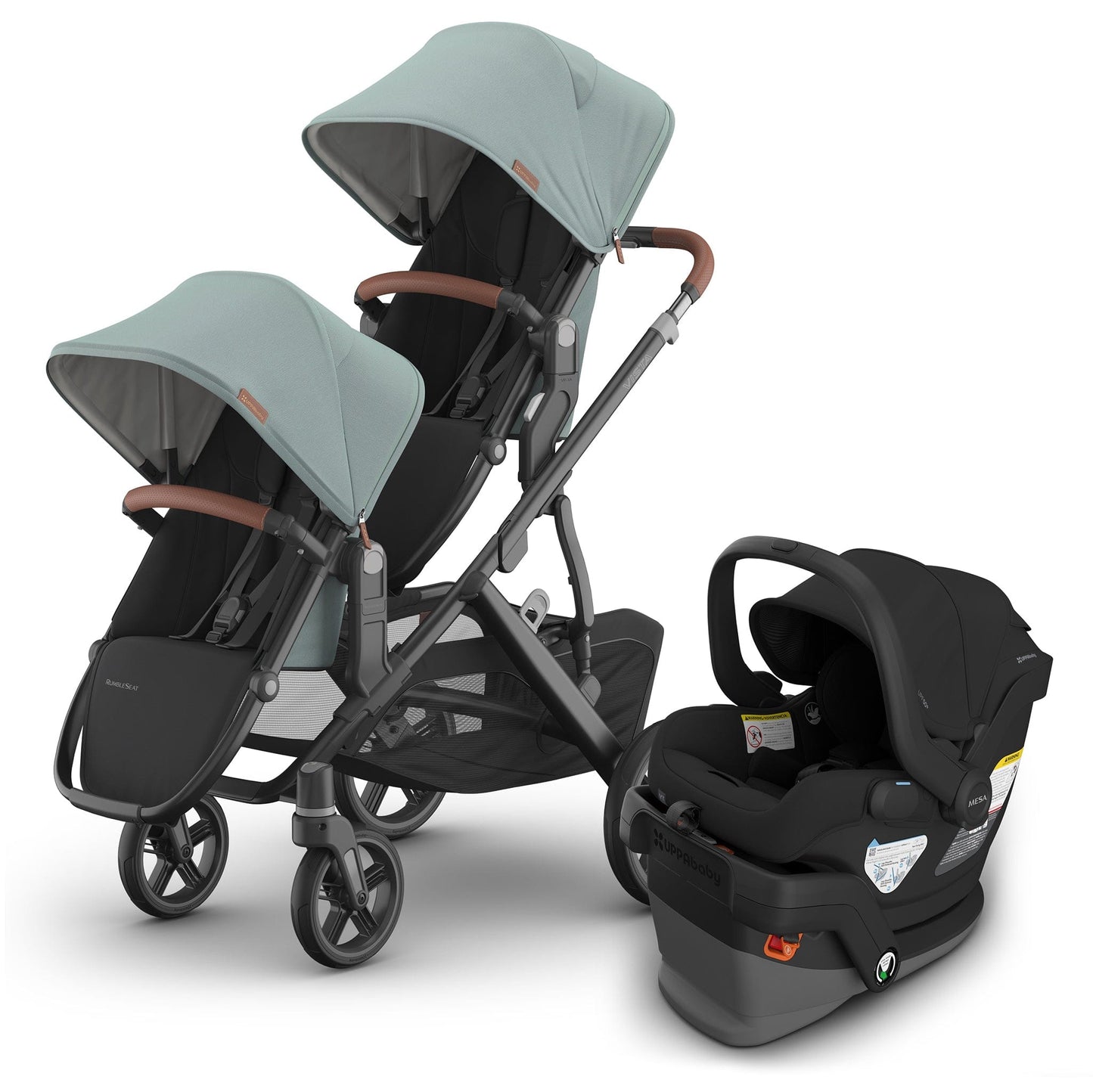 UPPAbaby Vista V3 Double Stroller with RumbleSeat V3 + Mesa V3 Travel System Bundle - Kenzi / Jake - DBL-V3-TRVL-MESA-V3-0303-VSO-NA-KNZ