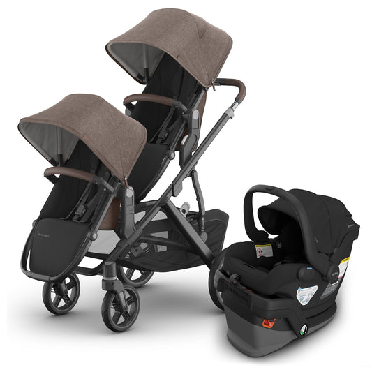 UPPAbaby Vista V3 Double Stroller with RumbleSeat V3 + Mesa V3 Travel System Bundle - Owen / Jake - DBL-V3-TRVL-MESA-V3-0303-VSO-NA-OWN