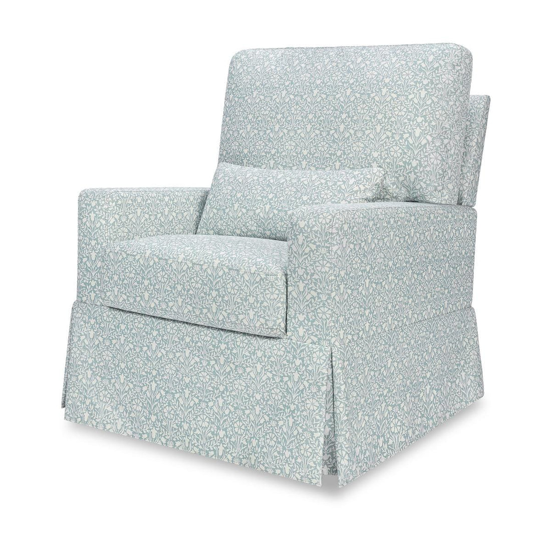 Morris & Co. x Namesake Crawford Pillowback Comfort Swivel Glider - Bellflowers in Powdered Blue - M21787BPB