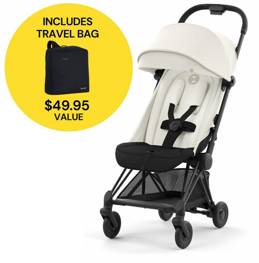 Cybex COYA Compact Stroller + Travel Bag Bundle - Matte Black / Off White - 522004343-521001489