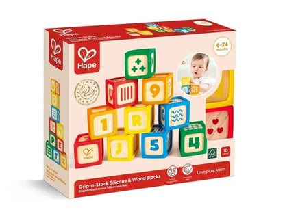 Hape Grip-n-Stack Silicone & Wood Blocks