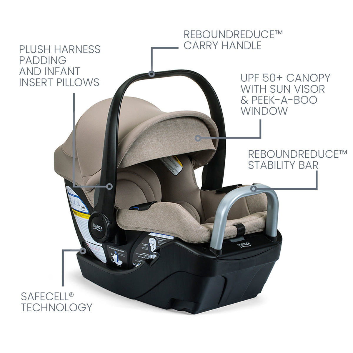Britax Willow S Infant Car Seat with Alpine Anti-Rebound Base - Teak