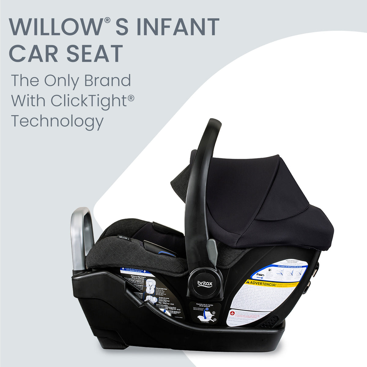 Britax Willow S Infant Car Seat with Alpine Anti-Rebound Base - Raven Black