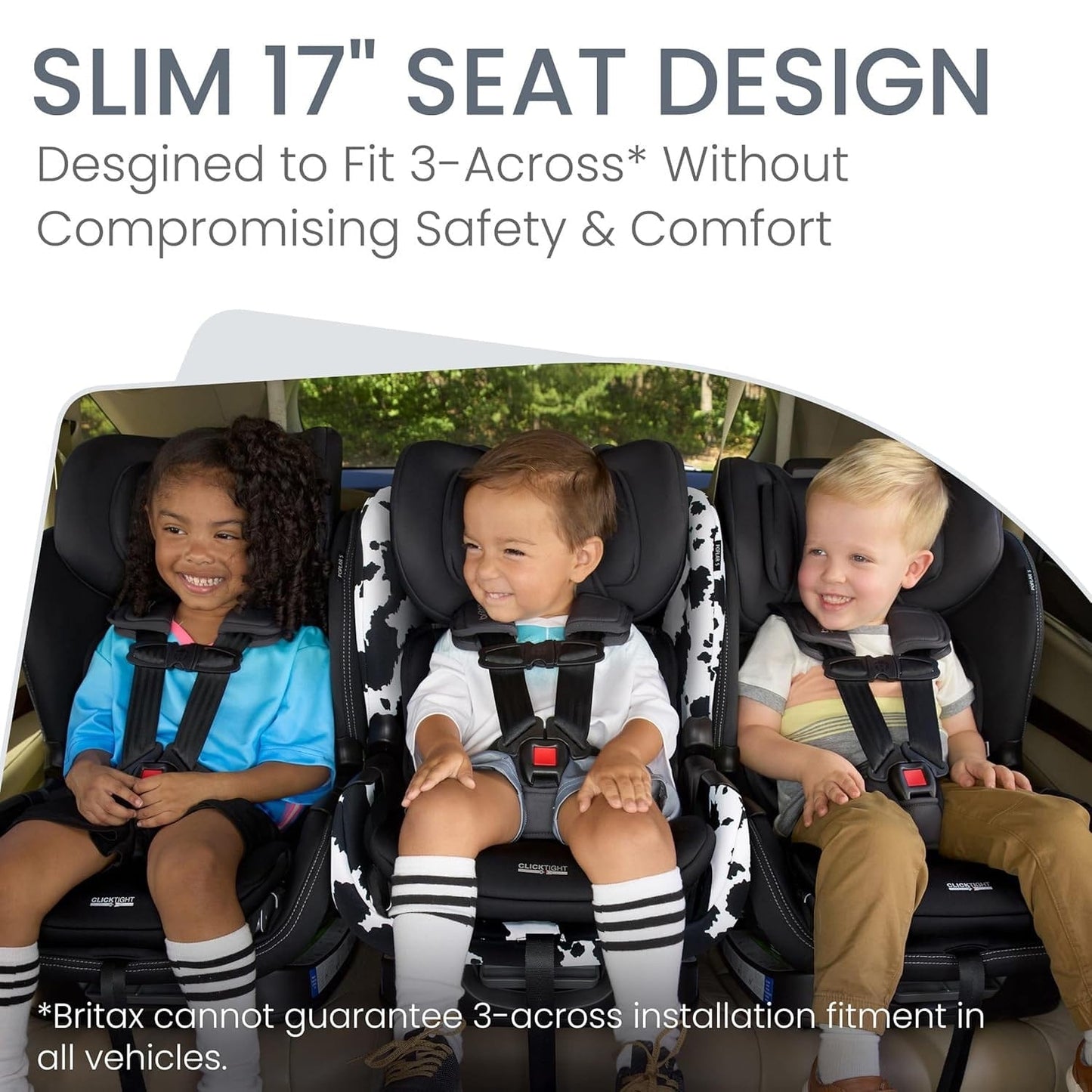 Britax Poplar S ClickTight Convertible Car Seat, Slim 17-Inch Design - Cowmooflage