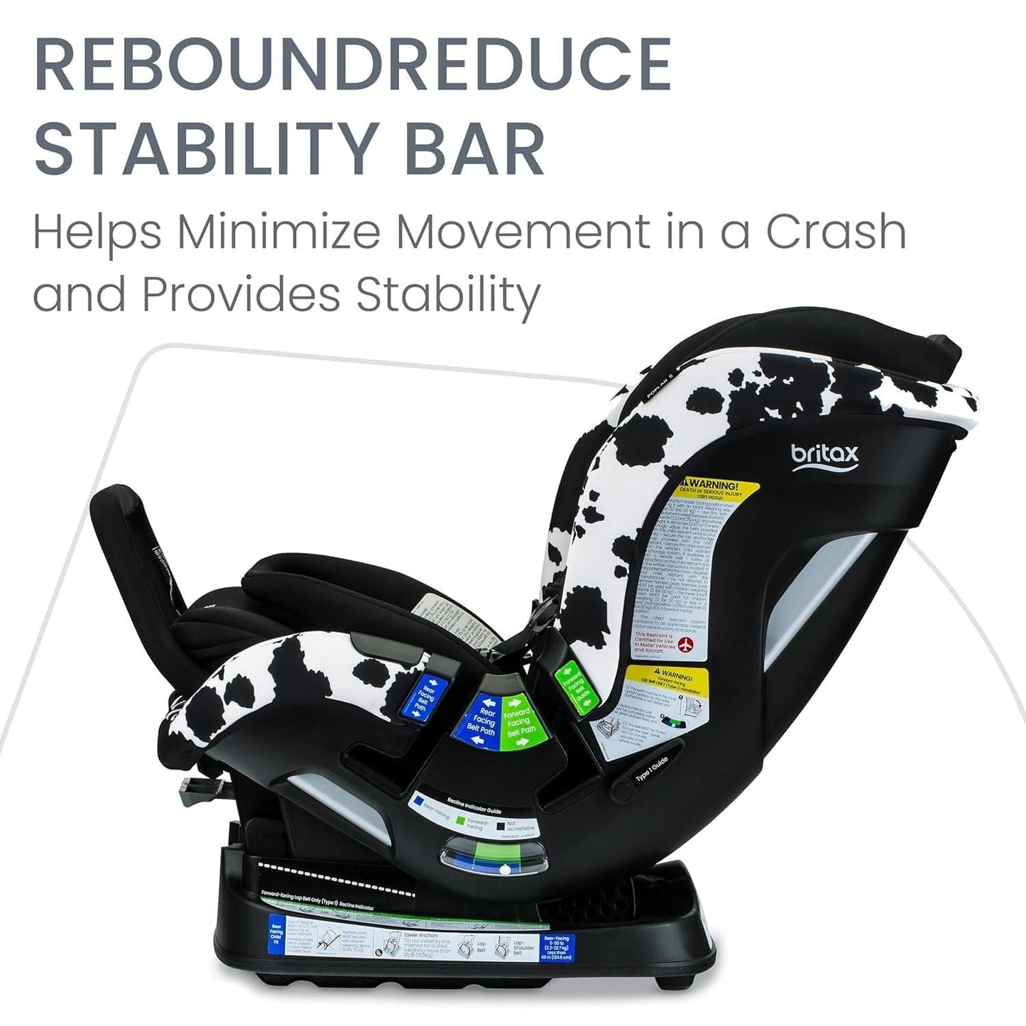 Britax Poplar S ClickTight Convertible Car Seat, Slim 17-Inch Design - Cowmooflage