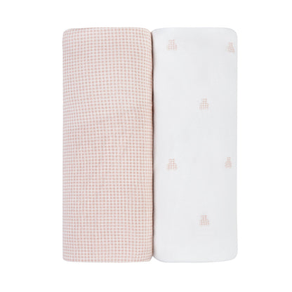 Ely's & Co. 2 Pack Changing Pad Covers - Gingham Bear Collection - Pink