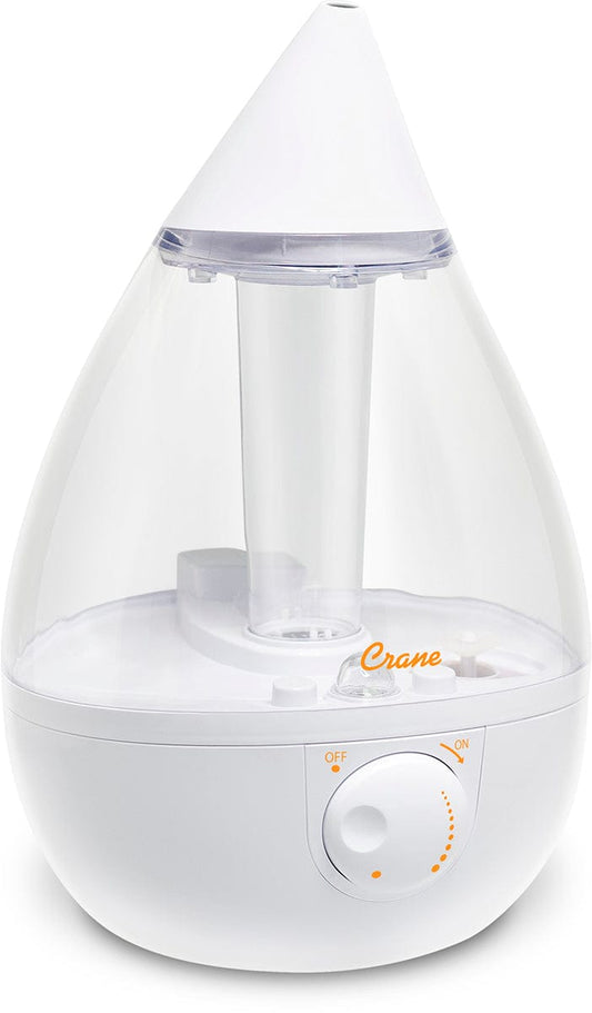 Crane 1 Gal. Drop Cool Mist Humidifier for Medium to Large Rooms - Clear & White - EE-5301CW