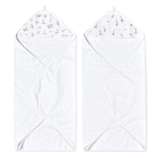 Aden + Anais Essentials Cotton Muslin Hooded Towels 2 pk - Country Floral - EHTC20026