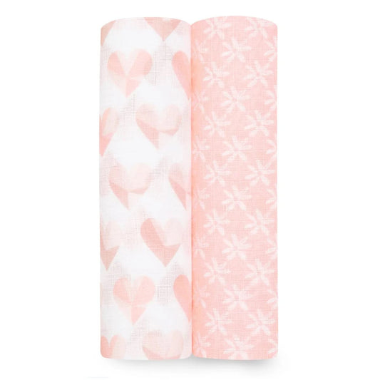 Aden + Anais Essentials Cotton Muslin Swaddle Blanket 2 pk - Piece Of My Heart - ESWC20022