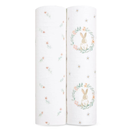 Aden + Anais Essentials Cotton Muslin Swaddle Blanket 2 pk - Blushing Bunnies - ESWC20029