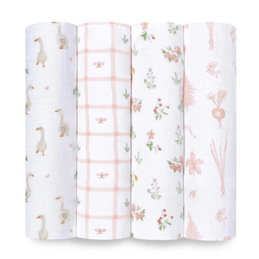 Aden + Anais Essentials Cotton Muslin Swaddle Blanket 4 pk - Country Floral - ESWC40031