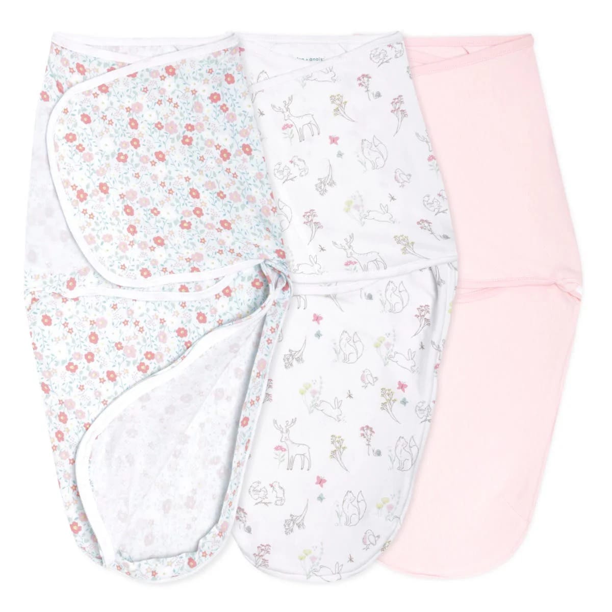 Aden + Anais Essentials Easy Swaddle Wrap Quick Change 3 pk - Fairy Tale Flowers (0-3 months) - EWSK30001