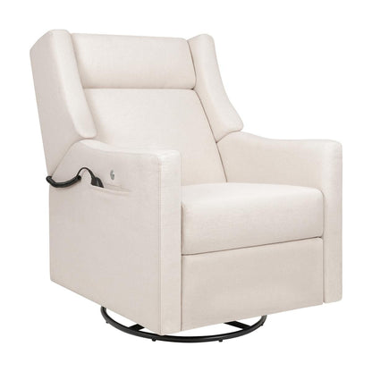 Babyletto Kiwi Deluxe Power Recliner and Swivel Glider with Heat and Massage - Performance Cream Eco-Weave - M11283PCMEW
