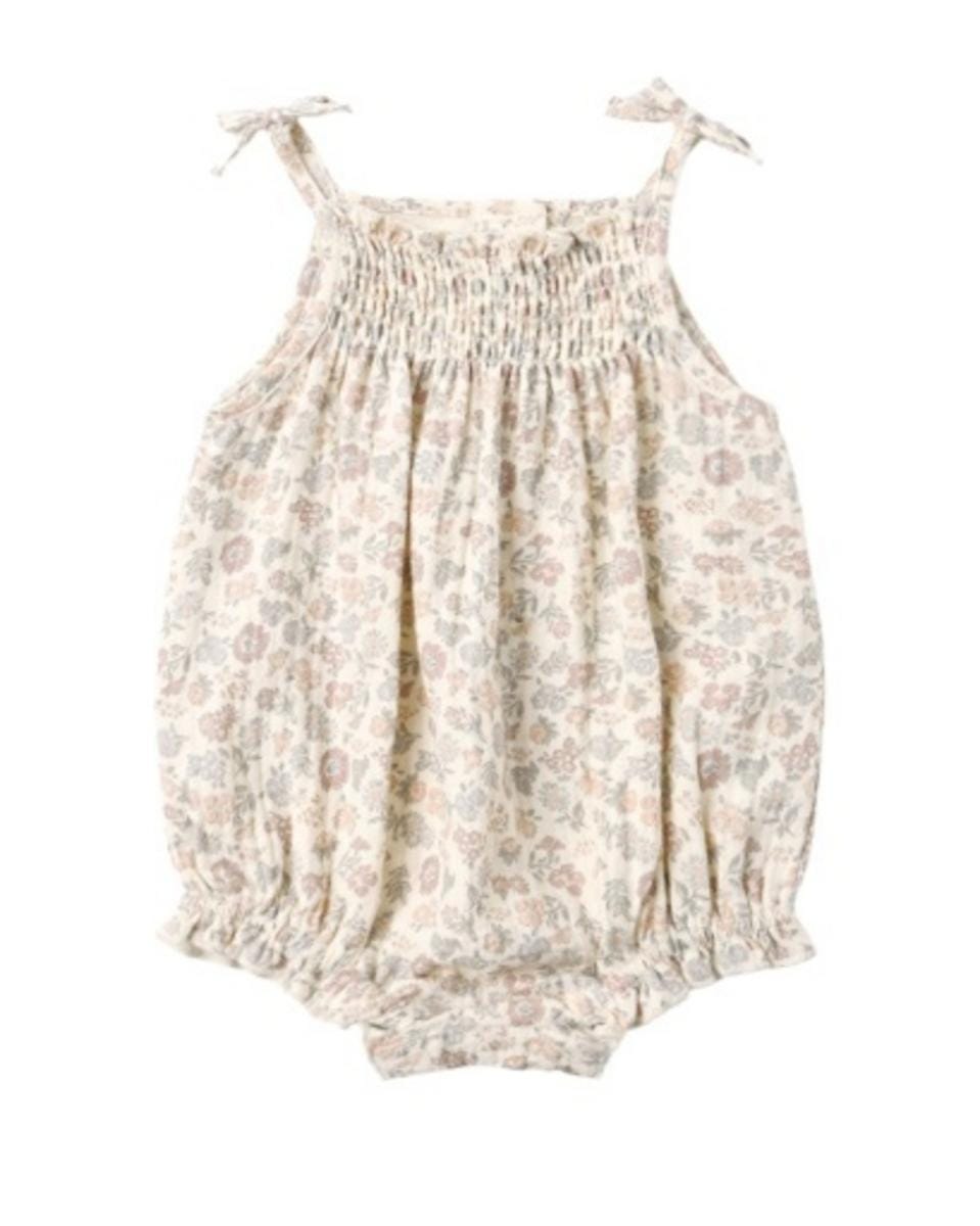 Quincy Mae Betty Romper Vintage Floral - Natural, 18-24M