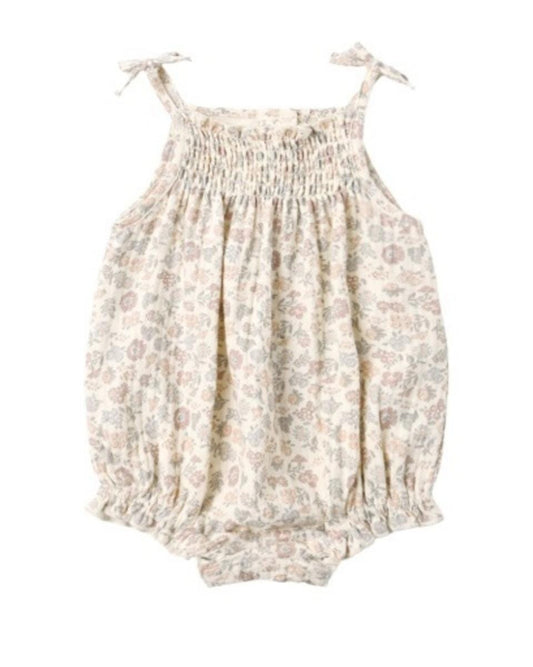 Quincy Mae Betty Romper Vintage Floral - Natural, 3-6M