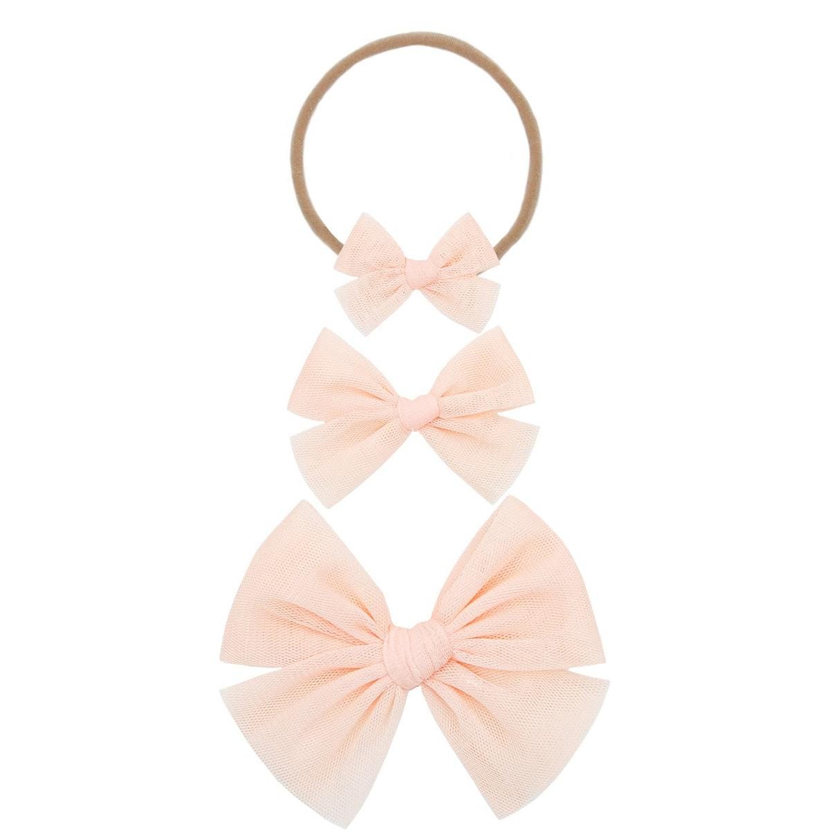 Lou Lou & Company Tulle Bow Headband - Blush (Large)