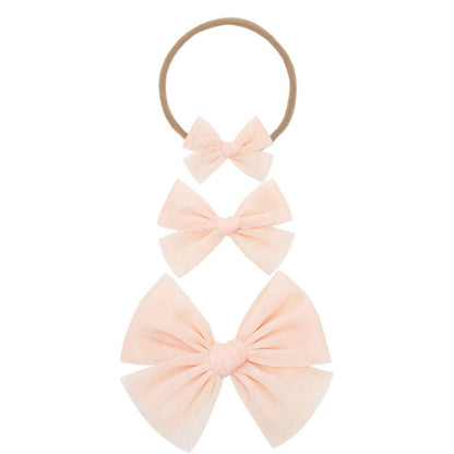 Lou Lou & Company Tulle Bow Headband - Blush (Large)