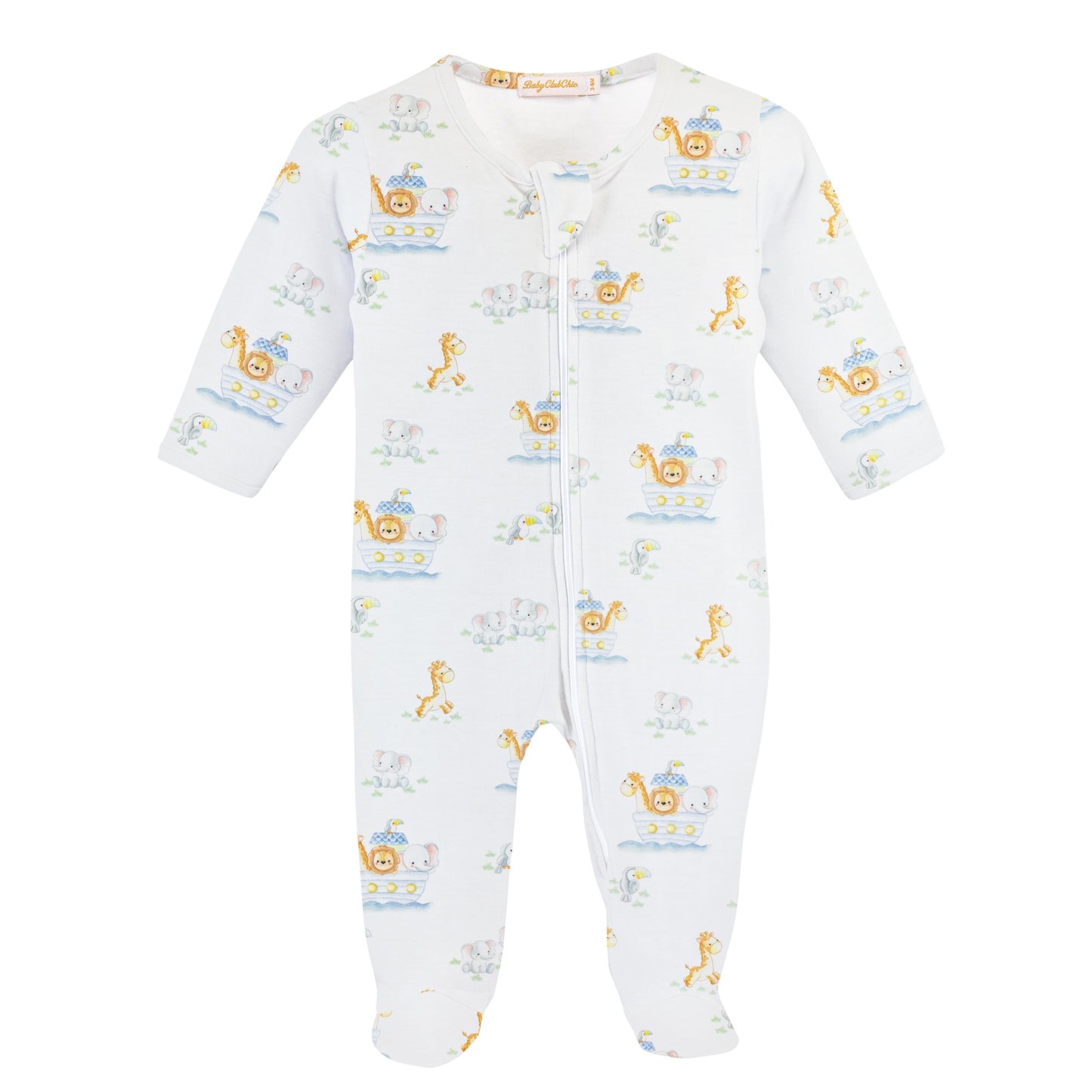 Baby Club Chic Noah's Ark Printed Pima Zipped Footie, NB