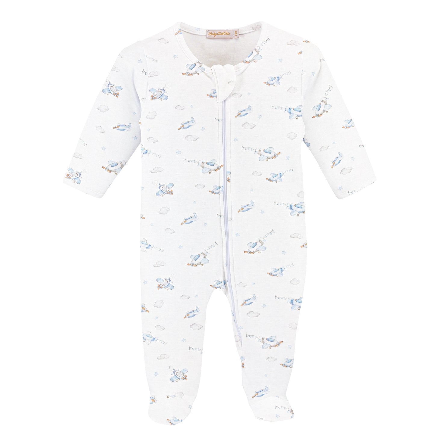 Baby Club Chic Up, Up and Away Printed Pima Zipped Footie, NB
