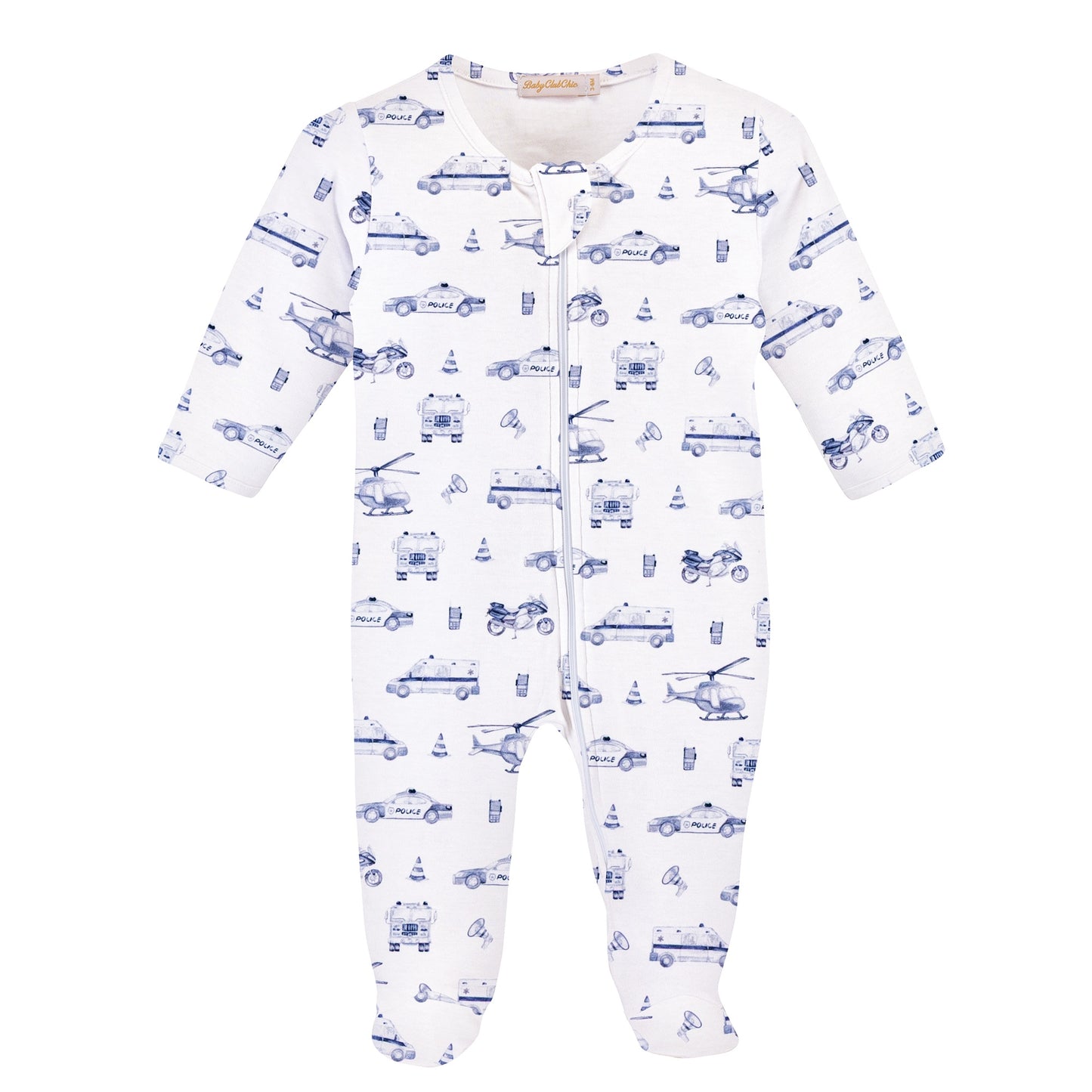 Baby Club Chic Rescue Riders Printed Pima Zipped Footie, NB