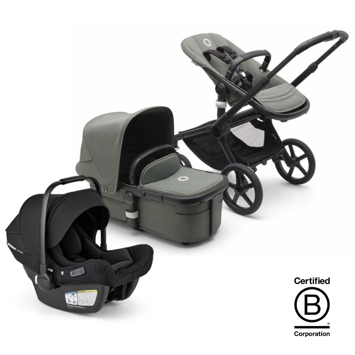 Bugaboo Fox 5 + Turtle Air Shield Travel System Bundle - Black / Forest Green / Forest Green / Black - 100051047-400016001-B