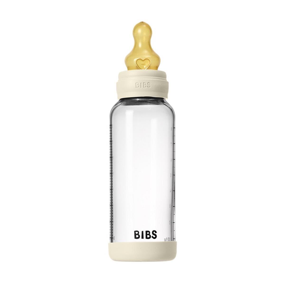 BIBS Baby Glass Bottle Set 8oz Latex, Medium Flow - Ivory - 5020216