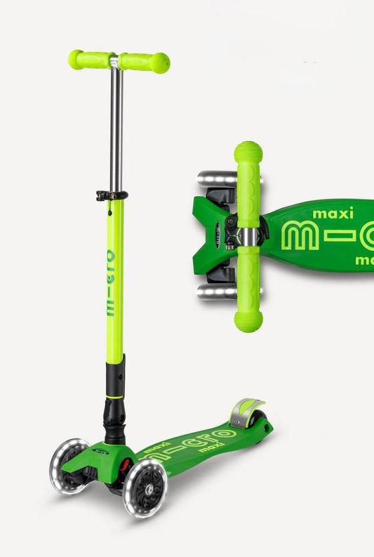 Micro Kickboard Maxi Deluxe Foldable LED Scooter - Neon Parrot Green - MMD229