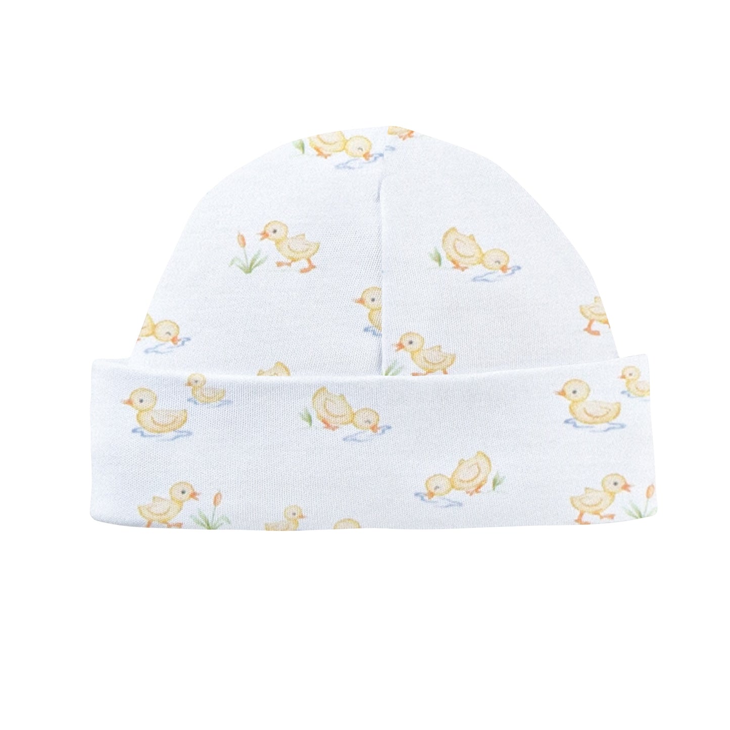Baby Club Chic Tiny Baby Duckies Printed Pima Round Hat, 0-3M