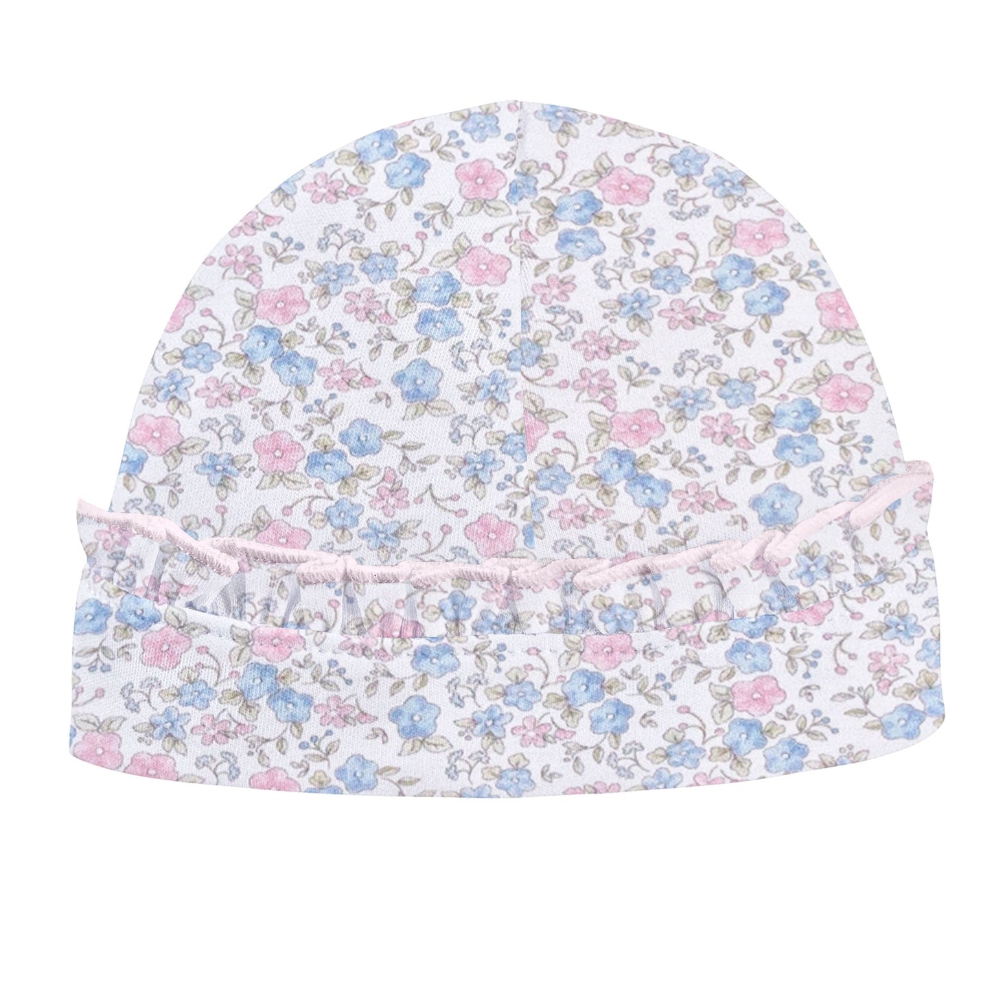 Baby Club Chic Tiny Soft Floral Printed Pima Hat with Ruffle, NB