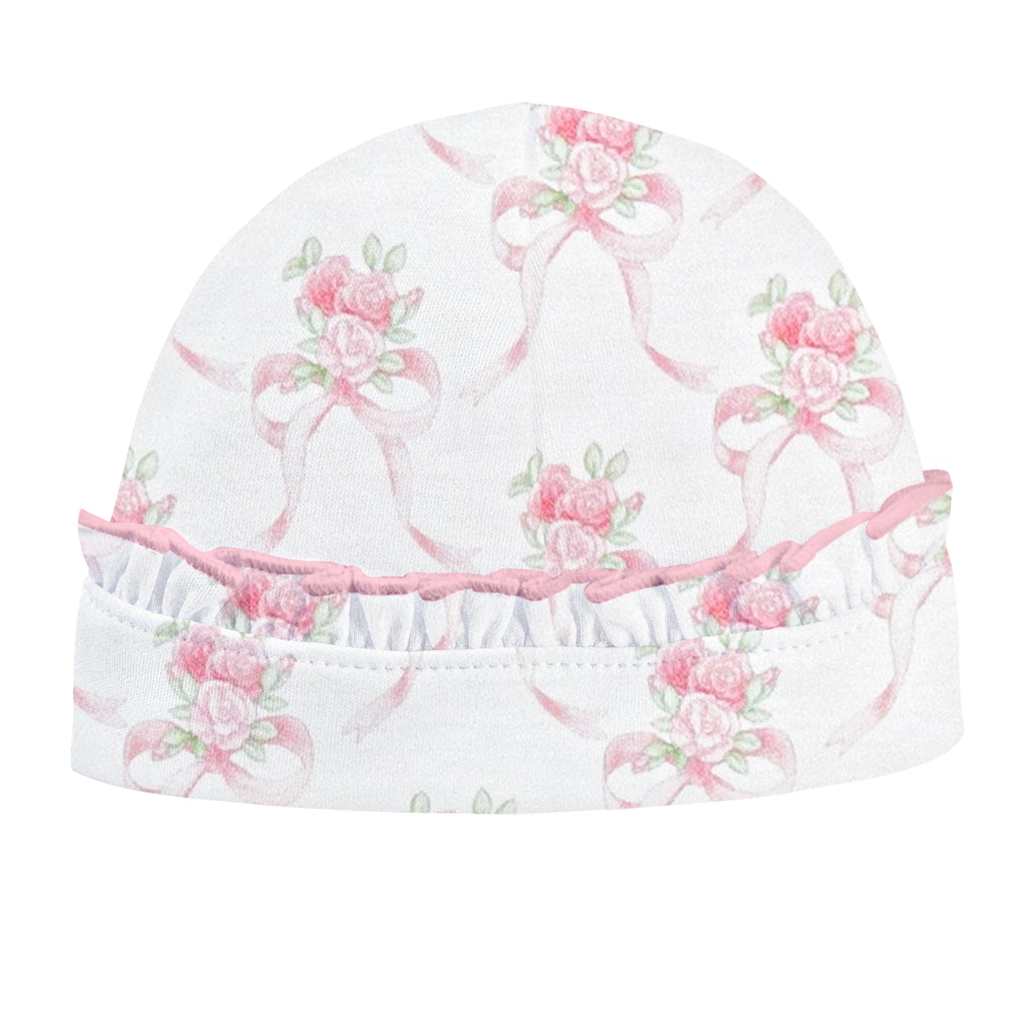 Baby Club Chic Sweet Bows Printed Pima Hat with Ruffle, 0-3M