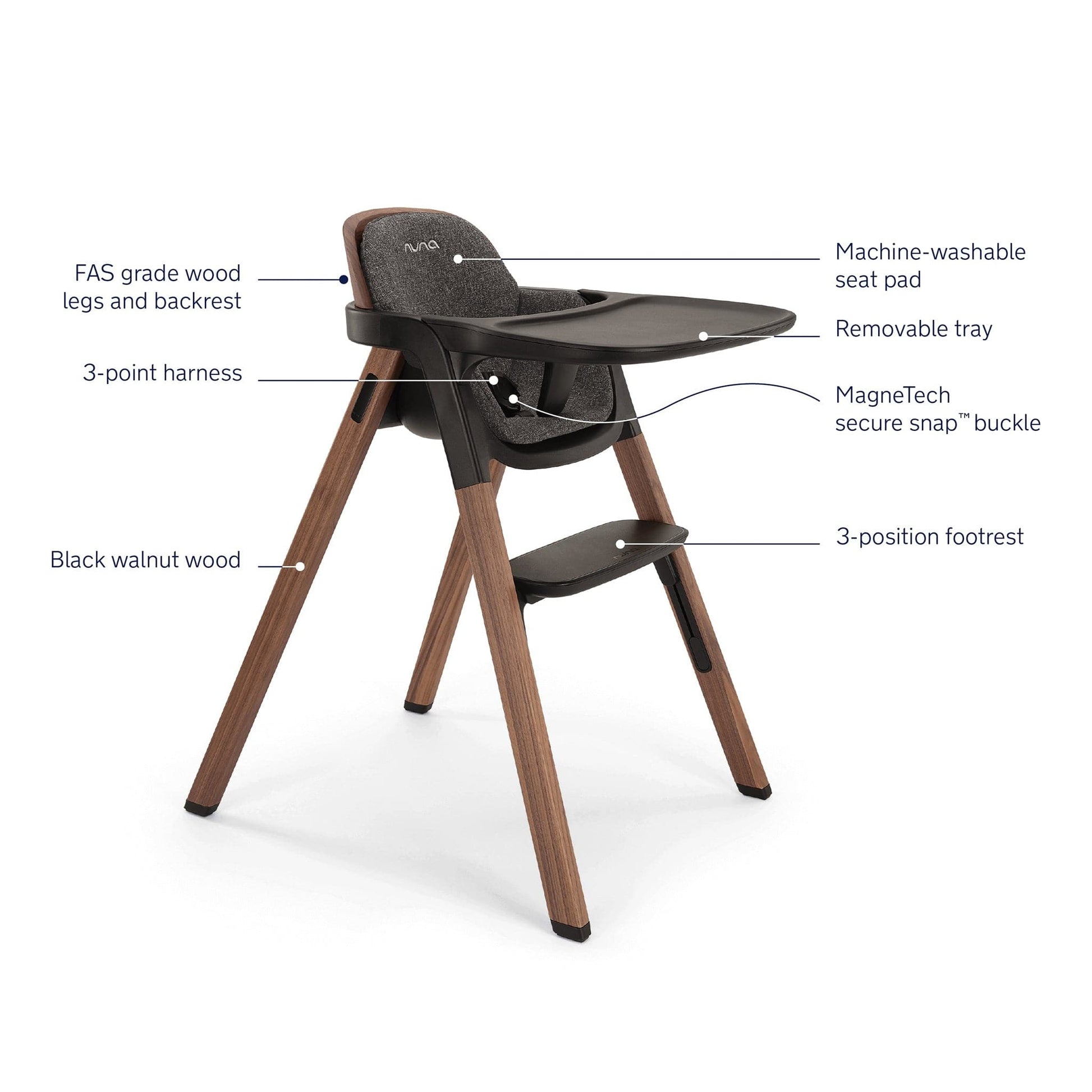 Nuna BRYN High Chair + Newborn Rocker Bundle - Sanderson - HC17101SAN-RK17101SAN