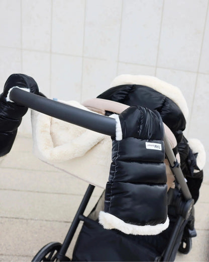 7AM Enfant Warmmuffs 212 - Black Liquid Shine / Arctic White Faux Fur, OS - Image 10