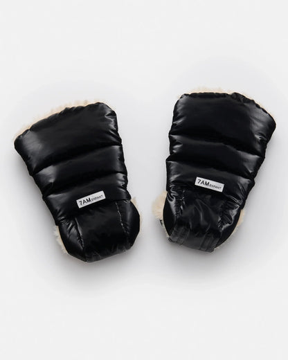 7AM Enfant Warmmuffs 212 - Black Liquid Shine / Arctic White Faux Fur, OS - Image 7