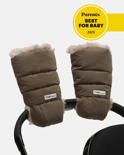 7AM Enfant Warmmuffs 212 - Moss Brown / Greige Faux Fur, OS - Image 3