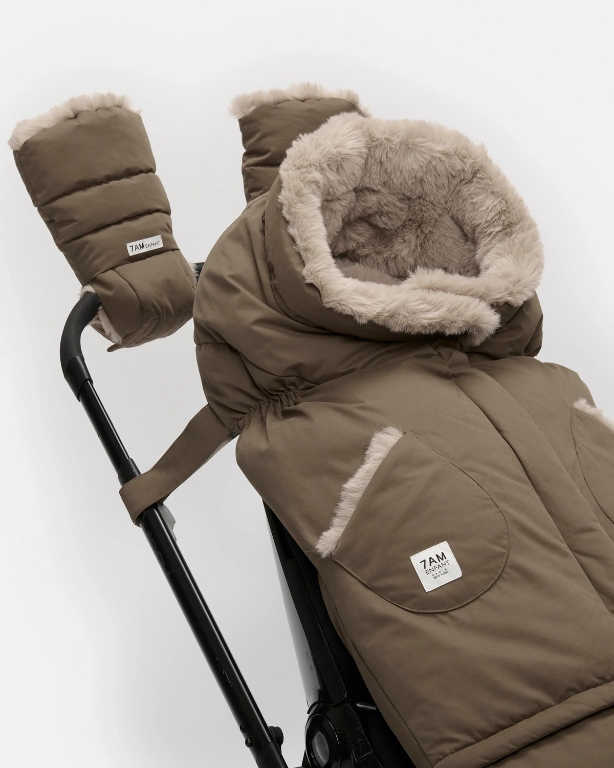 7AM Enfant Warmmuffs 212 - Moss Brown / Greige Faux Fur, OS - Image 5