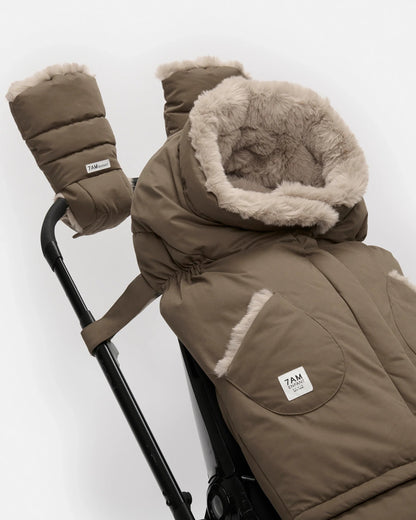 7AM Enfant Warmmuffs 212 - Moss Brown / Greige Faux Fur, OS - Image 5