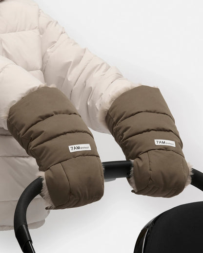 7AM Enfant Warmmuffs 212 - Moss Brown / Greige Faux Fur, OS - Image 6