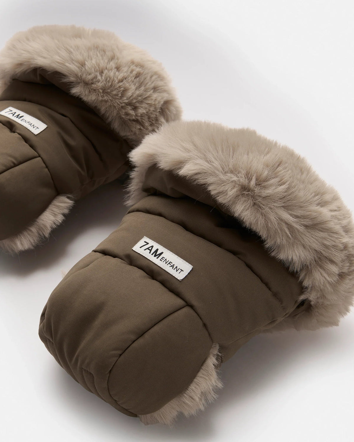 7AM Enfant Warmmuffs 212 - Moss Brown / Greige Faux Fur, OS - Image 9