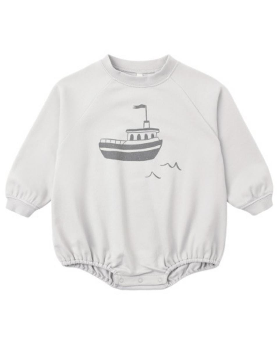 Rylee + Cru Crew Neck Romper Ferry - Sky / Blue, 18-24M
