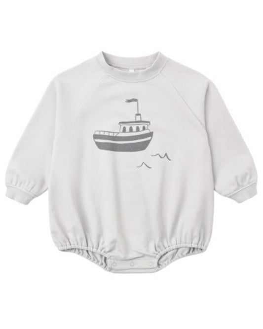 Rylee + Cru Crew Neck Romper Ferry - Sky / Blue, 18-24M