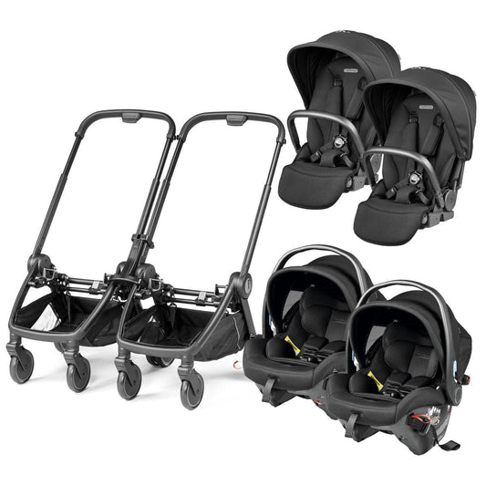 PEG City Loop Twin Stroller + Primo Viaggio Urban Mobility Travel System Bundle - Black / True Black / True Black - CLP-TWIN-TRVL-URBAN-TRBLK