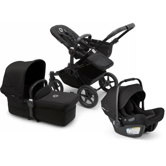 Bugaboo Donkey 5 Mono + Turtle Air Shield Travel System Bundle - Black / Midnight Black / Midnight Black / Black - D5-MONO-TS-100000053-TAS-B