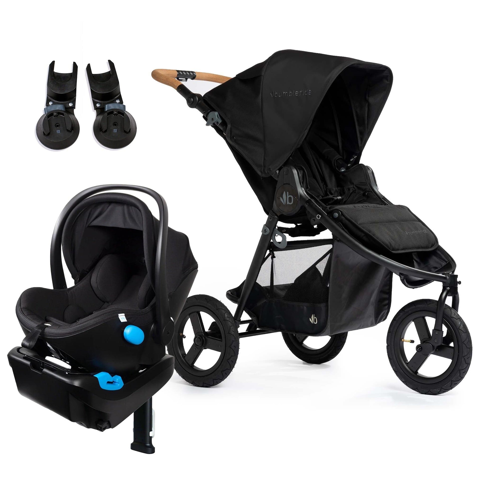 Bumbleride Indie + Clek Liing Travel System Bundle - Black / Railroad Ziip - I-875LC-LG24U1-RRB2