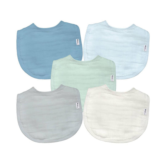 Green Sprouts Organic Cotton Muslin Bibs 5-Pack - Blueberry Set